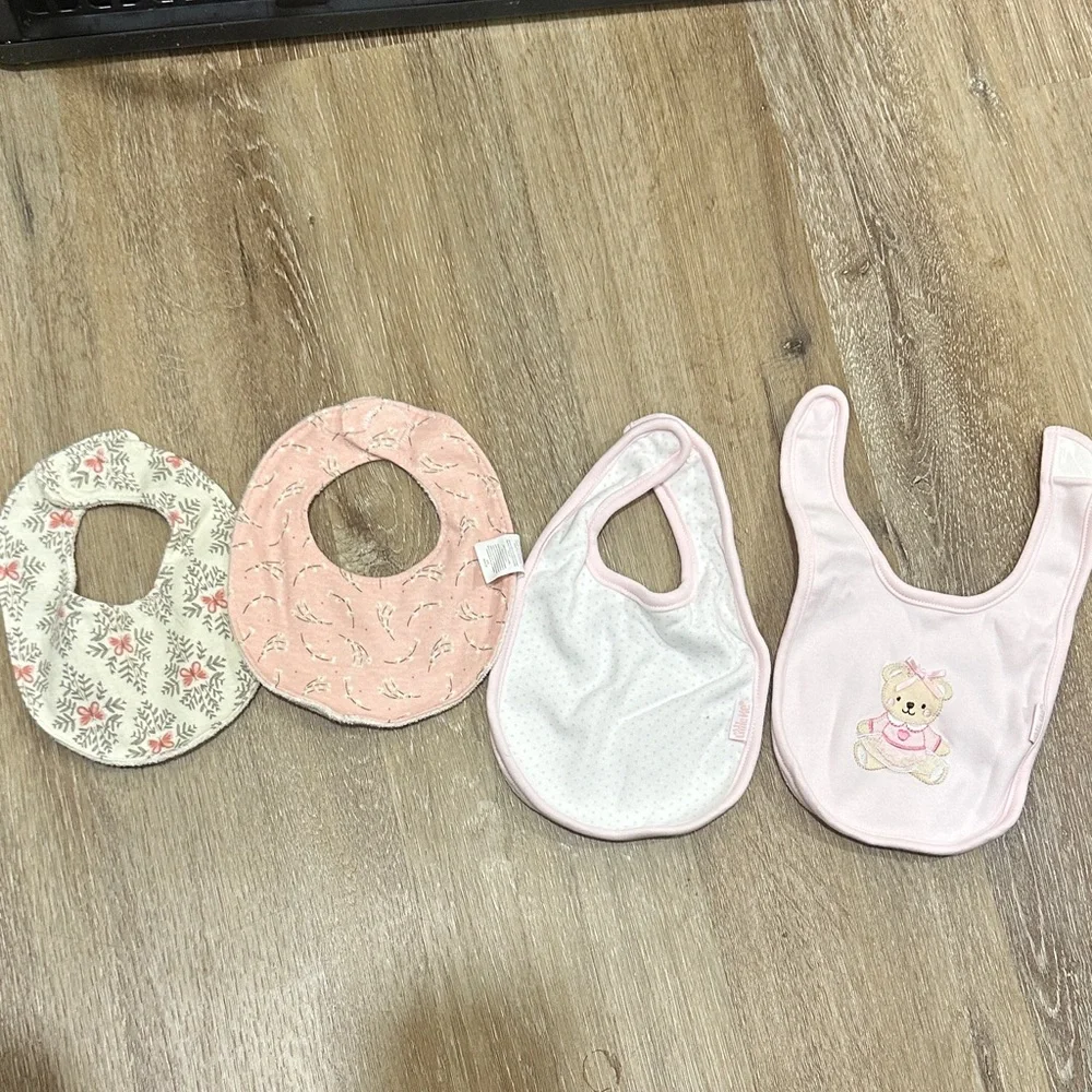 Pink and Cream Baby Bib Set of 4